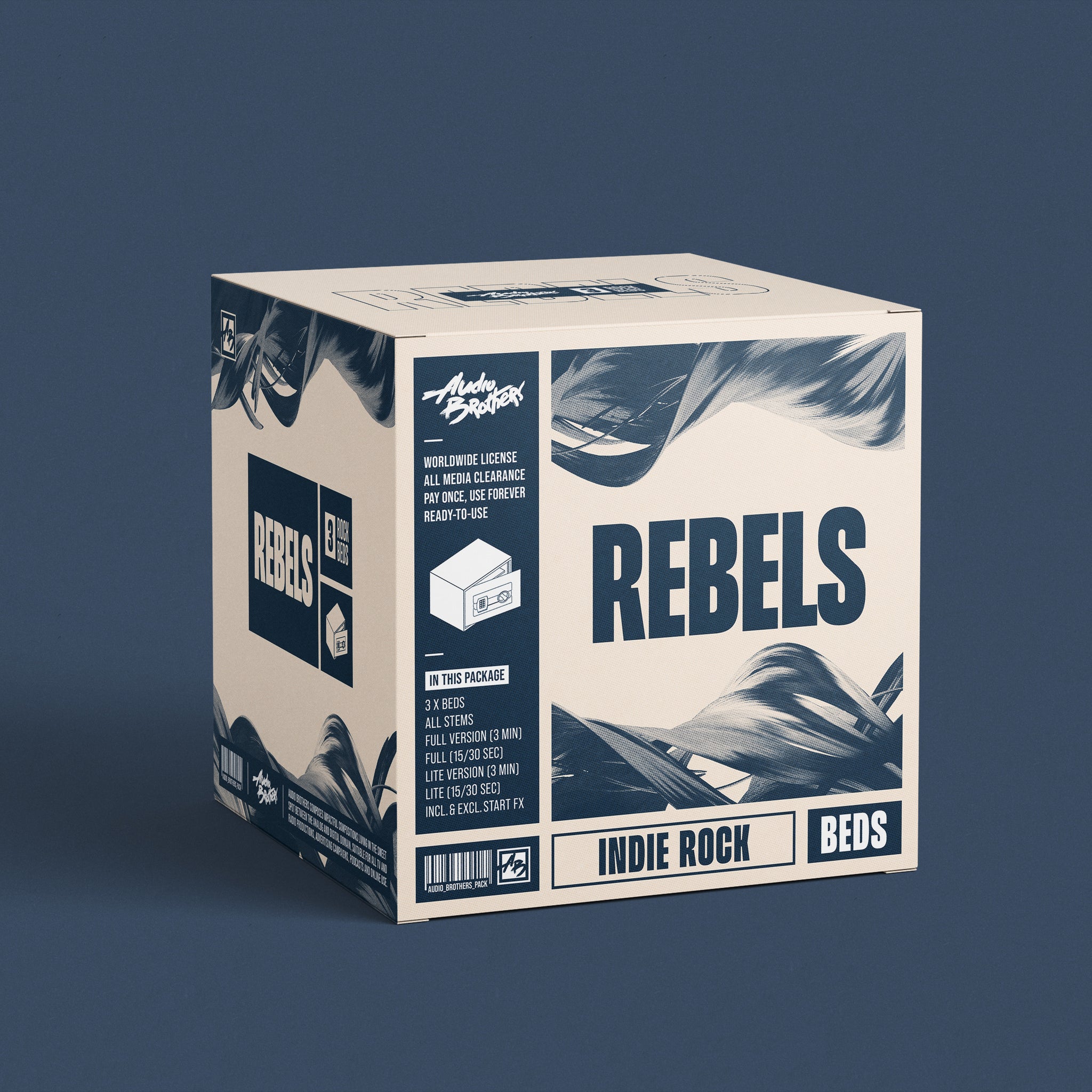 Royalty-free indie rock music beds library for radio imaging production - Rebels - Audio Brothers