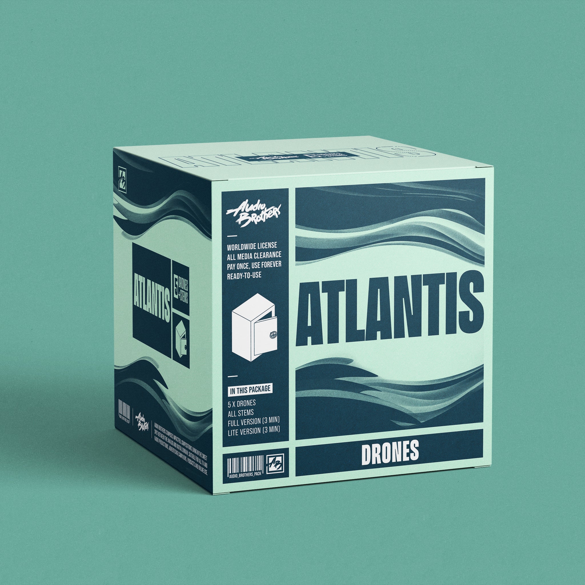 Royalty-free music beds library for radio imaging production - Atlantis/Drones - Audio Brothers